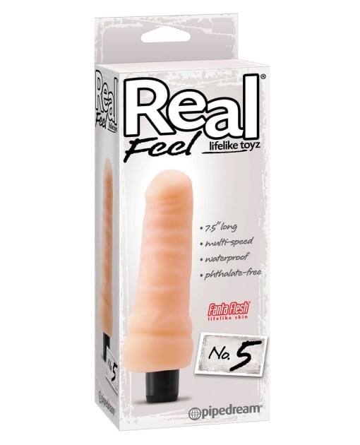 Real Feel No. 5 Long 7.5" Waterproof Vibe - Flesh Multi Speed