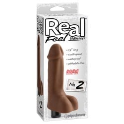 Real Feel No.2 Long 8" Waterproof Vibe - Brown Multi Speed
