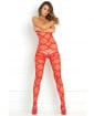 Rene Rofe Strapped Up Sheer Bodystocking Red O/S