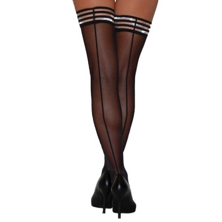 Kix'ies Lois Thigh High w/Black Seam Black A