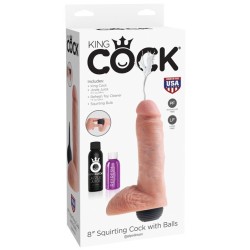 King Cock 8" Squirting Cock w/Balls - Flesh