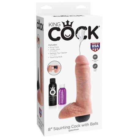 King Cock 8" Squirting Cock w/Balls - Flesh