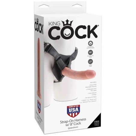 King Cock Strap On Harness w/8" Cock - Flesh