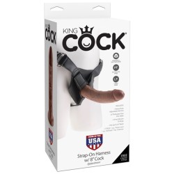King Cock Strap On Harness w/8" Cock - Brown