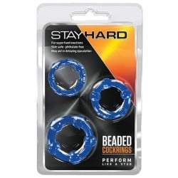 Blush Stay Hard Beaded Cock Rings - Blue Pack of 3