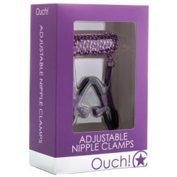 Shots Ouch Adjustable Nipple Clamps w/Chain - Purple