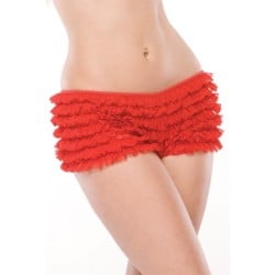 Ruffle Shorts w/Back Bow Detail Red OS/XL