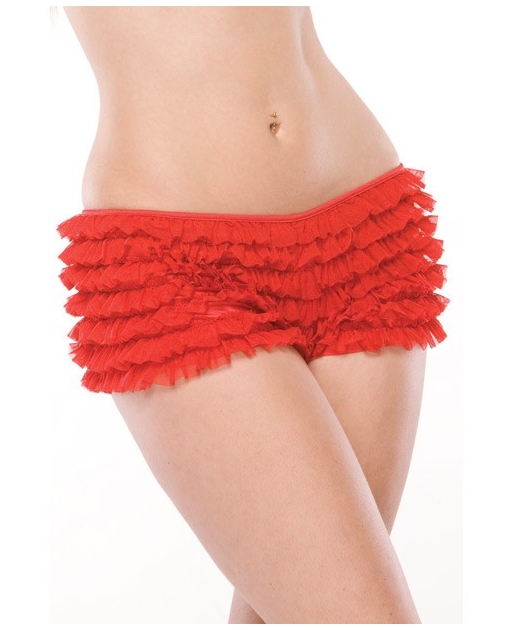 Ruffle Shorts w/Back Bow Detail Red OS/XL