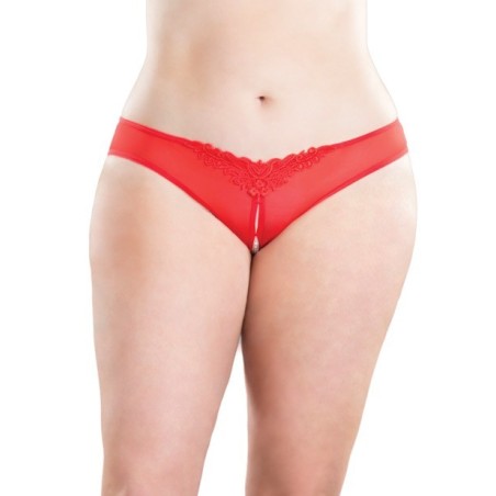 Crotchless Thong w/Pearls Red 3X/4X