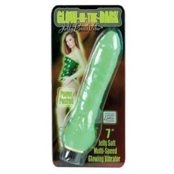 Glow In The Dark Jelly Penis Vibe 7" - Green