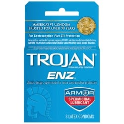 Trojan-Enz Spermicidal Lubricated Condoms - Box of 3