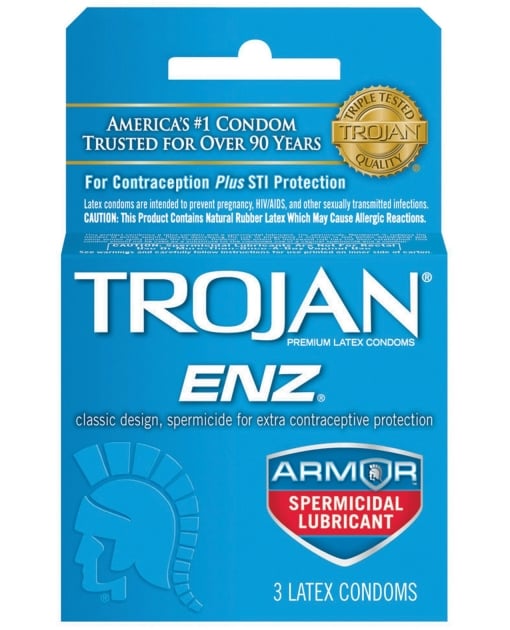 Trojan-Enz Spermicidal Lubricated Condoms - Box of 3