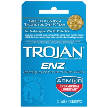 Trojan-Enz Spermicidal Lubricated Condoms - Box of 3