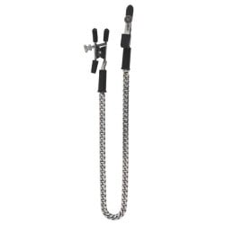 Adjustable Alligator Nipple Clamps w/Silver Chain