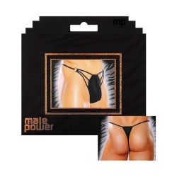 Male Power G-string w/Straps & Rings Black L/XL