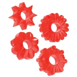 Basic Essentials Set of 4 Rings - Red