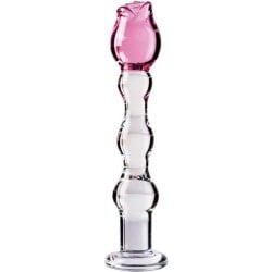 Icicles No. 12 Hand Blown Glass Massager - Clear w/Rose Tip