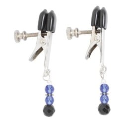 Adjustable Broad Tip Blue Beaded Nipple Clamps