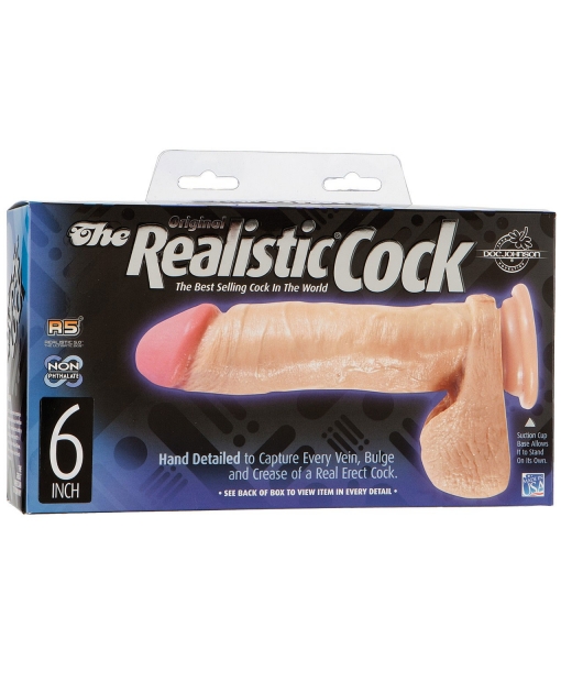 6" Realistic Cock w/Balls - White