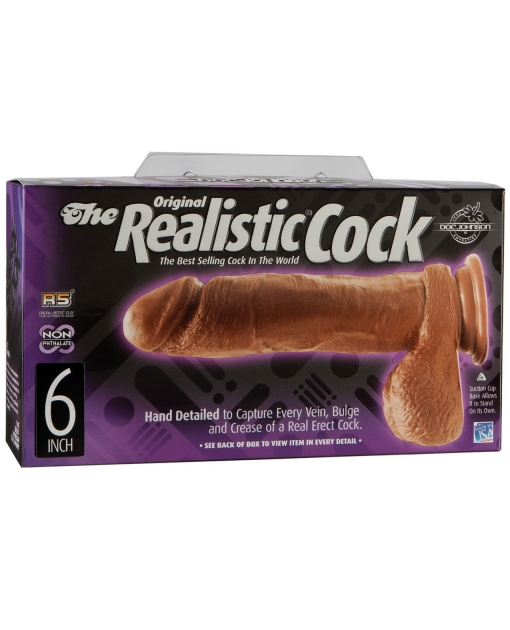 6" Realistic Cock w/Balls - Brown