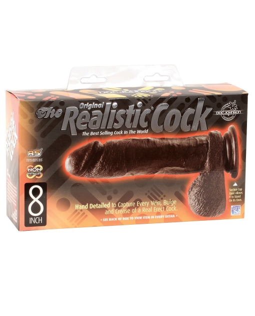 8" Realistic Cock w/Balls - Black