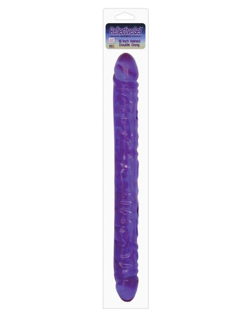 18" Reflective Gel Veined Double Dong - Lavender