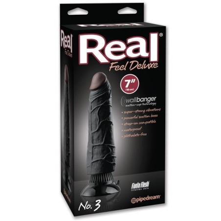 Real Feel Deluxe No. 3  7" Waterproof Vibe - Black Multi Speed