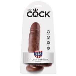 King Cock 7" Cock w/Balls - Brown