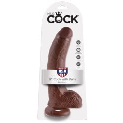 King Cock 9" Cock w/Balls - Brown
