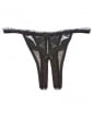 Scalloped Embroidery Crotchless Panty Black O/S