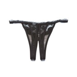 Scalloped Embroidery Crotchless Panty Black O/S