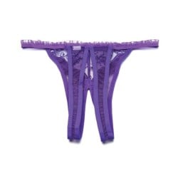Scalloped Embroidery Crotchless Panty Purple O/S