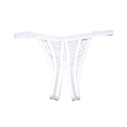 Scalloped Embroidery Crotchless Panty White O/S