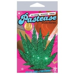 Pastease Green Glitter Marijuana Leaf O/S