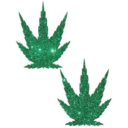 Pastease Green Glitter Marijuana Leaf O/S