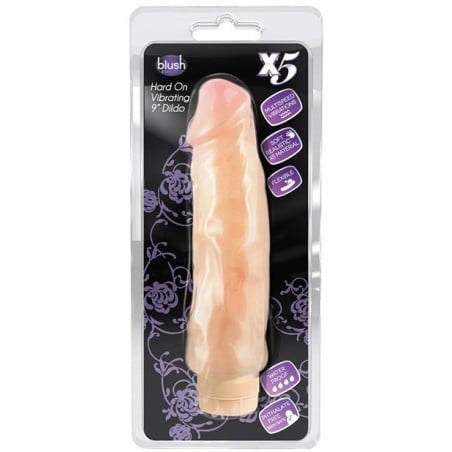 Blush X5 Hard On Vibrating 9" Dildo - Beige