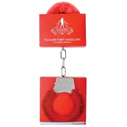 Shots Ouch Furry Pleasure Handcuffs - Red