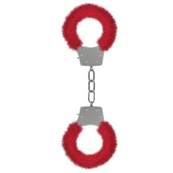 Shots Ouch Furry Pleasure Handcuffs - Red