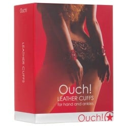 Shots Ouch Leather Cuffs - Red