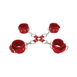 Shots Ouch Leather Hand & Leg Cuffs - Red