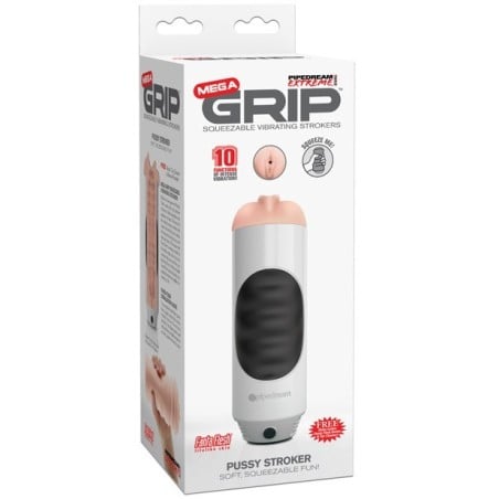 Extreme Dollz Mega Grip Squeezable Vibrating Strokers - Pussy