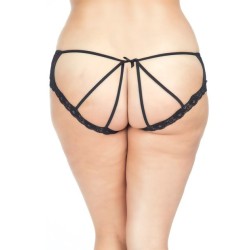 Cage Back Lace Panty Black/Red 3X/4X