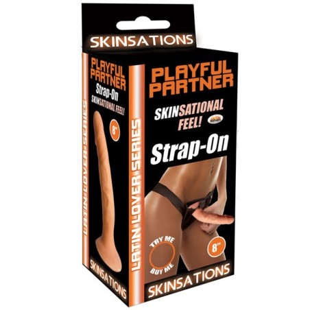 Skinsations Latin Lover Playful Partner 8" Strap On Dildo w/Harness