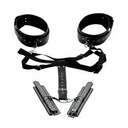 Master Series Acquire Easy Access Thigh Harness w/Wrist Cuffs - Black