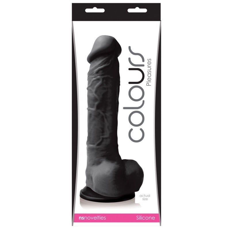 Colours Pleasures 8" Dildo w/Suction Cup - Black Colours Pleasures 8" Dildo w/Suction Cup - Black