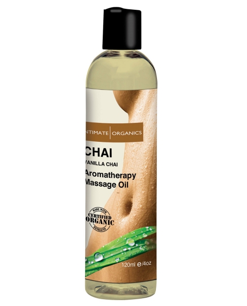 Intimate Organics Chai Massage Oil - 4 oz Vanilla & Chai