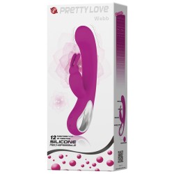 Pretty Love Webb Bunny Ears Rabbit w/Handle - 12 Functions Fuchsia