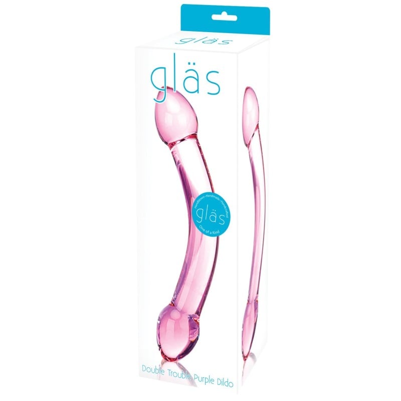 Glas Double Trouble Glass Dildo - Purple Glas Double Trouble Glass Dildo - Purple