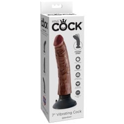 King Cock 7" Vibrating Cock - Brown