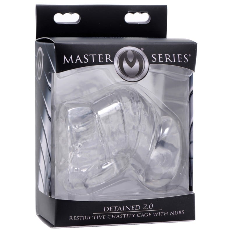 Master Series Detained 2.0 Restrictive Chastity Cage w/Nubs - Clear Master Series Detained 2.0 Restrictive Chastity Cage w/Nubs - Clear